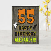 55誕生日:ハロウィ不気味ーンテーマ、名前をカスタムする カード (黄色い花)