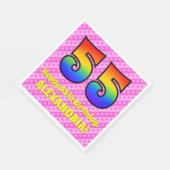 55誕生日:ピンクストライプのハート、レインボー# 55 スタンダードランチョンナプキン (角)