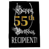 55誕生日~ファンシースクリプト;フェイク金ゴールド検索;名前 ミディアムペーパーバッグ (正面)