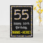 55誕生日:フローラ花数名前をカスタムする カード (黄色い花)