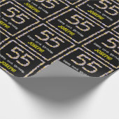 55誕生日:フローラ花数名前をカスタムする ラッピングペーパー (角)