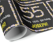 55誕生日:フローラ花数名前をカスタムする ラッピングペーパー (ロールコーナー)