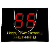 55誕生日：レッドデジタルクロックスタイル"55" +名前