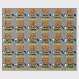 55誕生日:不気味ハロウィーンテーマ、名前をカスタムする ラッピングペーパー