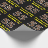 55誕生日:名前フェイク&木目パターン「55」 ラッピングペーパー (角)