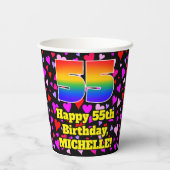 55誕生日:愛するハートパターン、虹55 紙コップ (裏面)