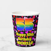 55誕生日:愛するハートパターン、虹55 紙コップ (正面)
