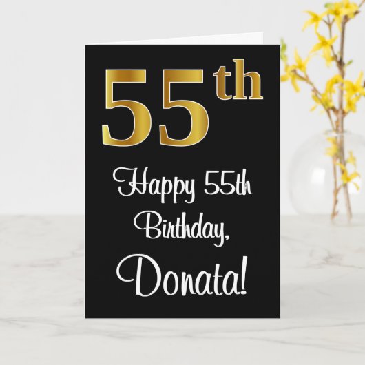 55誕生日~豪華エレガントなフェイク金ゴールドルック# カード (黄色い花)