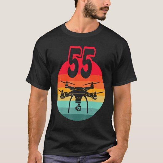 55誕生日IレトロリモコンDrone With C Tシャツ (正面)