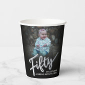 550誕生日フォトスクリプト黒銀 紙コップ (裏面)
