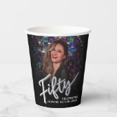 550誕生日フォトスクリプト黒銀 紙コップ (正面)