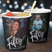 550誕生日フォトスクリプト黒銀 紙コップ