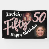 550誕生日2枚フォトスクリプトバラピンク 横断幕 (横)