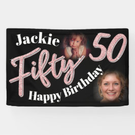 550誕生日2枚フォトスクリプトバラピンク 横断幕
