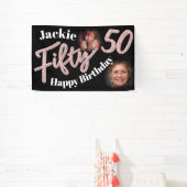 550誕生日2枚フォトスクリプトバラピンク 横断幕 (インサイチュ)