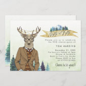 550鹿の山の誕生日に高い 招待状 (正面/裏面)