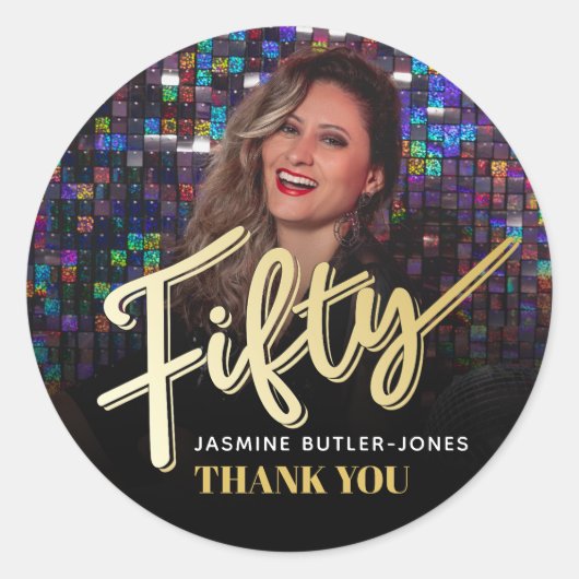 550th誕生日パーティーの写真金ゴールドの好意 ラウンドシール (正面)