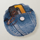 5563Retro 80年代のデザイン-オーディオ・カセットテープテープ ラウンドクッション (裏面)