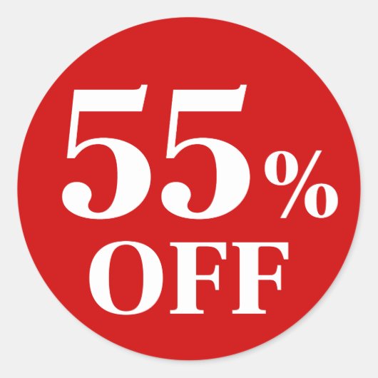 55%オフ赤い背景のラウンドクラシックステッカー ラウンドシール (正面)