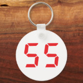 55 55赤い目覚まし時計のデジタル番号 キーホルダー (正面)
