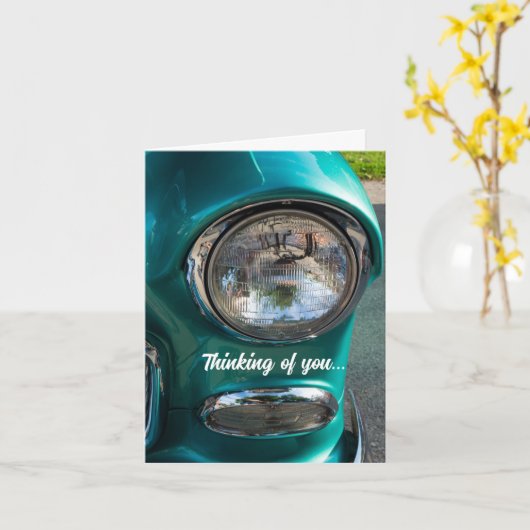 55 Chevy Headlight 考え's Of You Card カード (黄色い花)