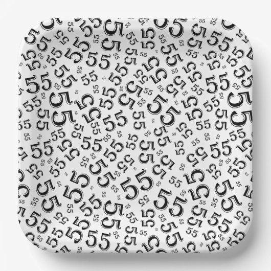  55’th Black/White  Random Number Pattern  ペーパープレート (正面)