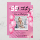 55 yファブローザピンクスペインのフォト55誕生日 招待状 (正面/裏面)