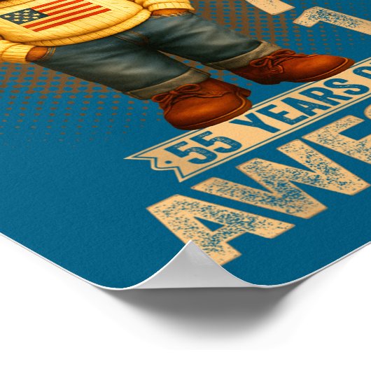 55 Year Old January 1971 Teddy Bear 55th Birthday  ポスター (角)