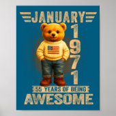55 Year Old January 1971 Teddy Bear 55th Birthday  ポスター (正面)