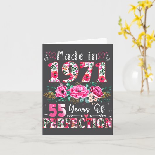 55 Year Old Made In 1971 Floral 55th Birthday Wome カード (黄色い花)