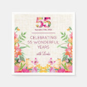 55 Years Flowers Floral Linen 55th Birthday スタンダードカクテルナプキン (正面)