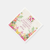 55 Years Flowers Floral Linen 55th Birthday スタンダードカクテルナプキン (角)