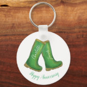 55thまたはエメラルド結婚の記念日のウェルブーツ キーホルダー (正面)