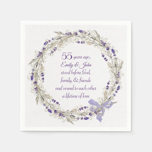 55thアニバーサリーラベンダーリース スタンダードカクテルナプキン (正面)