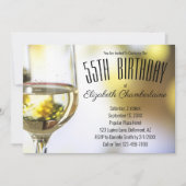55thエレガント誕生日パーティーワイン金ゴールドホワイト《写真》ぼけ味 招待状 (正面)