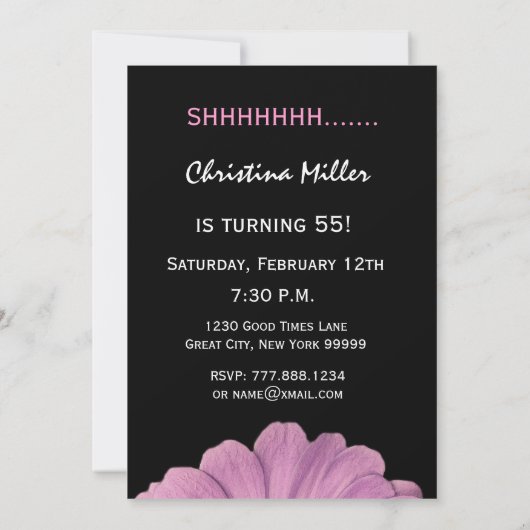 55thサプライズ誕生日ピかわいらしンクデイジー 招待状 (裏面)