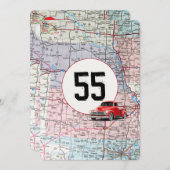 55thバースデーパーティードレッドレトロトラック 招待状 (正面/裏面)