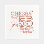 55thバースデーパーティー応援シャンパングラス 箔ナプキン (正面)