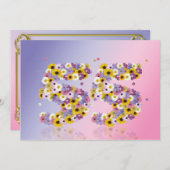 55thバースデーパーティー、花の文字 招待状 (正面/裏面)