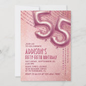 55th誕生日ウォメンズバラ金ゴールド 招待状 (正面)