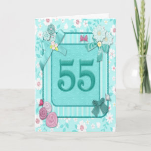 55th誕生日カード（花つき） カード