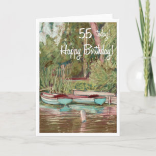 55th誕生日カード – 青いボート カード