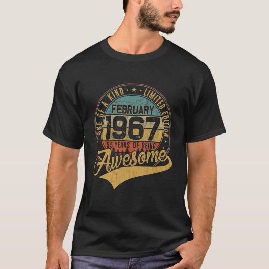 55th誕生日ギフトレトロ1967年2月55歳 tシャツ (正面)