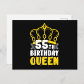 55th誕生日クイーンクラウンラウンド誕生日 ポストカード (正面/裏面)
