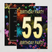 55th誕生日パーティー招待花火大会 招待状 (正面/裏面)