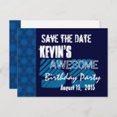 55th誕生日パーティー日付を保存するブルーミッドナイト 案内ポストカード (正面/裏面)