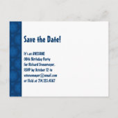 55th誕生日パーティー日付を保存するブルーミッドナイト 案内ポストカード (裏面)