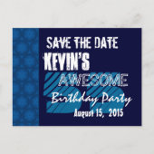 55th誕生日パーティー日付を保存するブルーミッドナイト 案内ポストカード (正面)