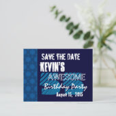55th誕生日パーティー日付を保存するブルーミッドナイト 案内ポストカード (スタンド正面)