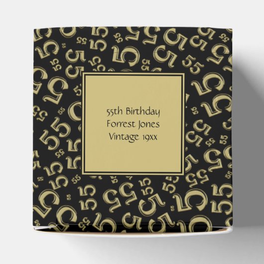 55th誕生日パーティー金ゴールド/黒い数字パターン フェイバーボックス (上部)